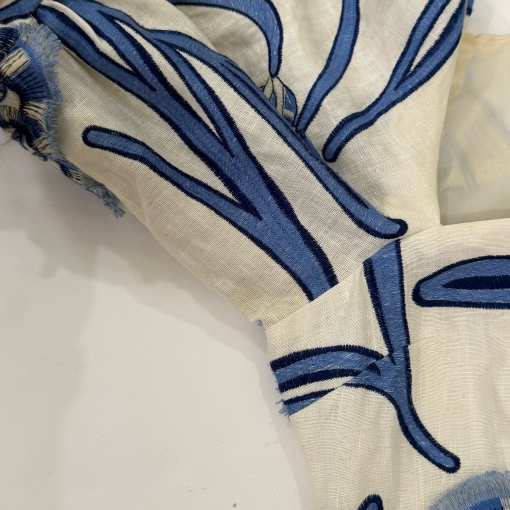 Alexis Women's San Paolo Embroidered Linen Mini Dress In Blue Sz M - Picture 8 of 13